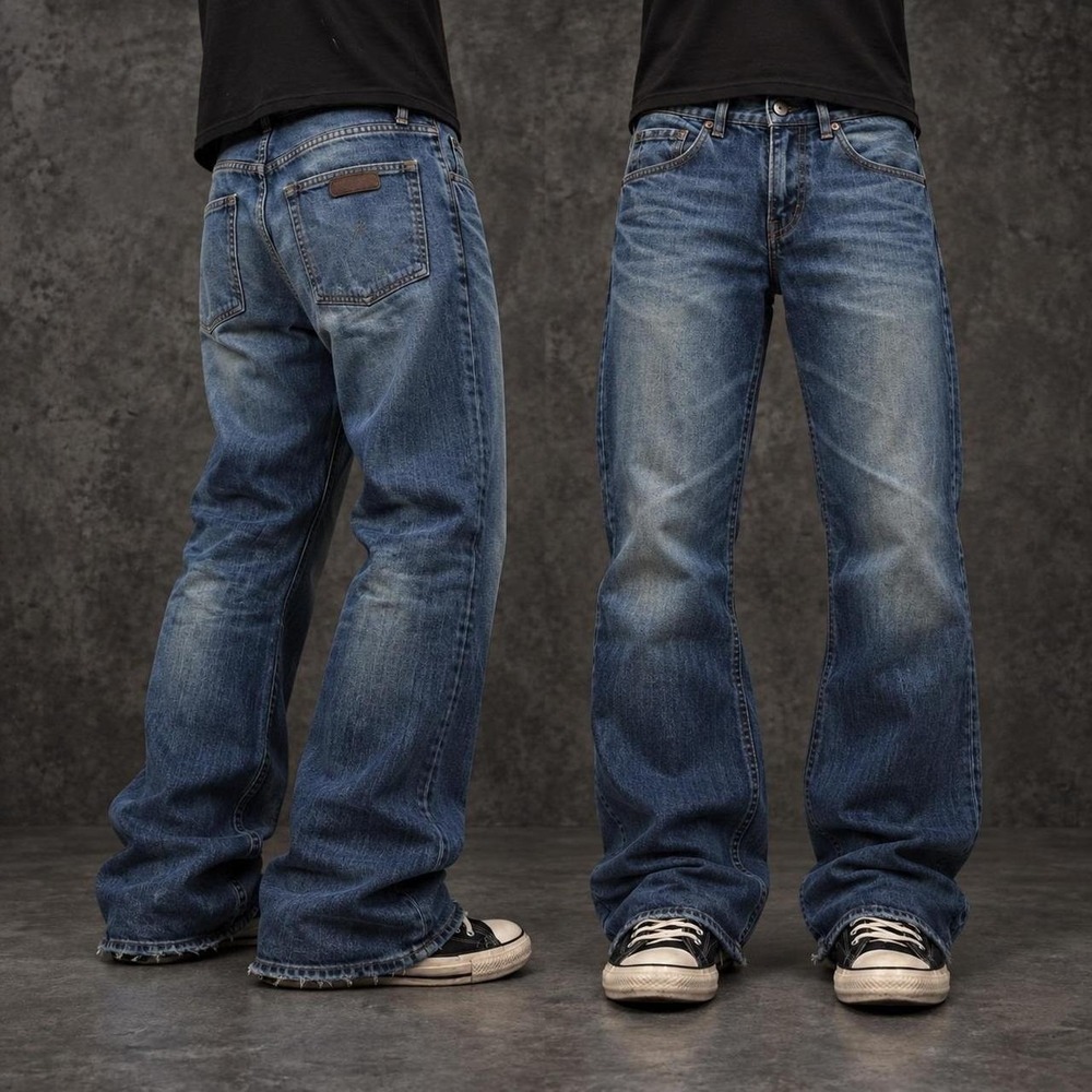 30x30 Blue Slim Straight Bootcut Jeans Y2K Faded